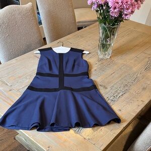 Nicole Miller Elegant Blue and Black Dress